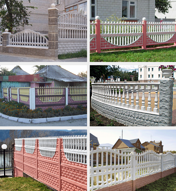 Можна виготовляти паркани та огорожі з бетону різноманітних форм та кольорів.